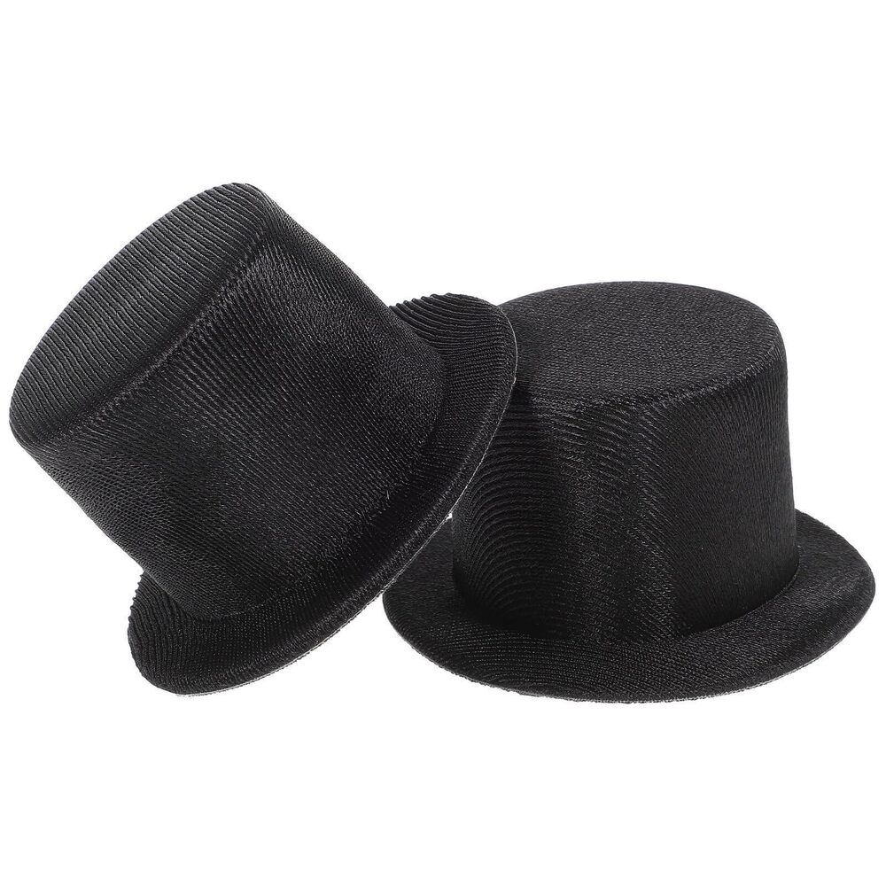 5570 2pcs Mini Black Snowman Top Hats, Miniature Christmas Doll Fabric Hats